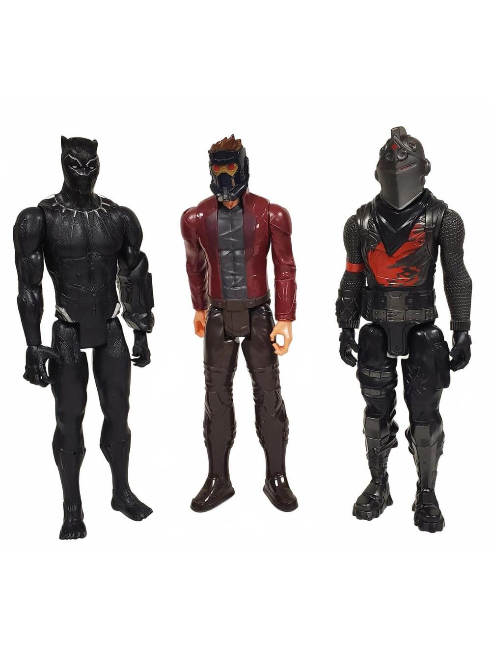 Lot of 3 Marvel Hasbro Action Figures Panther Peter Quill Black Knight